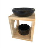 Black & White Ceramic Wax Warmer With Timber Stand