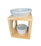 Black & White Ceramic Wax Warmer With Timber Stand